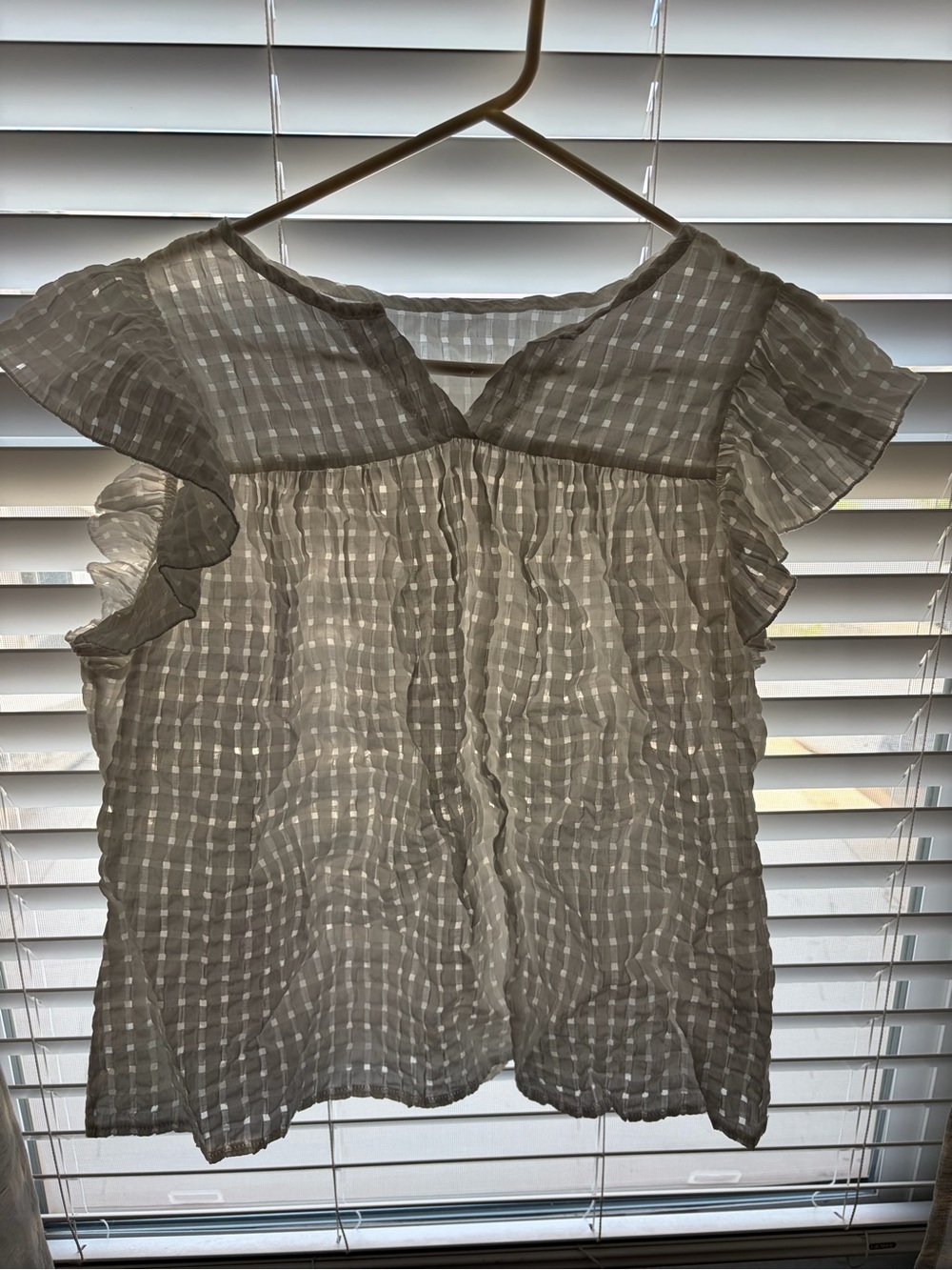 White Puffed V-Neck Blouse